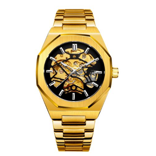 Relógio Masculino Sabr Skeleton Gold —