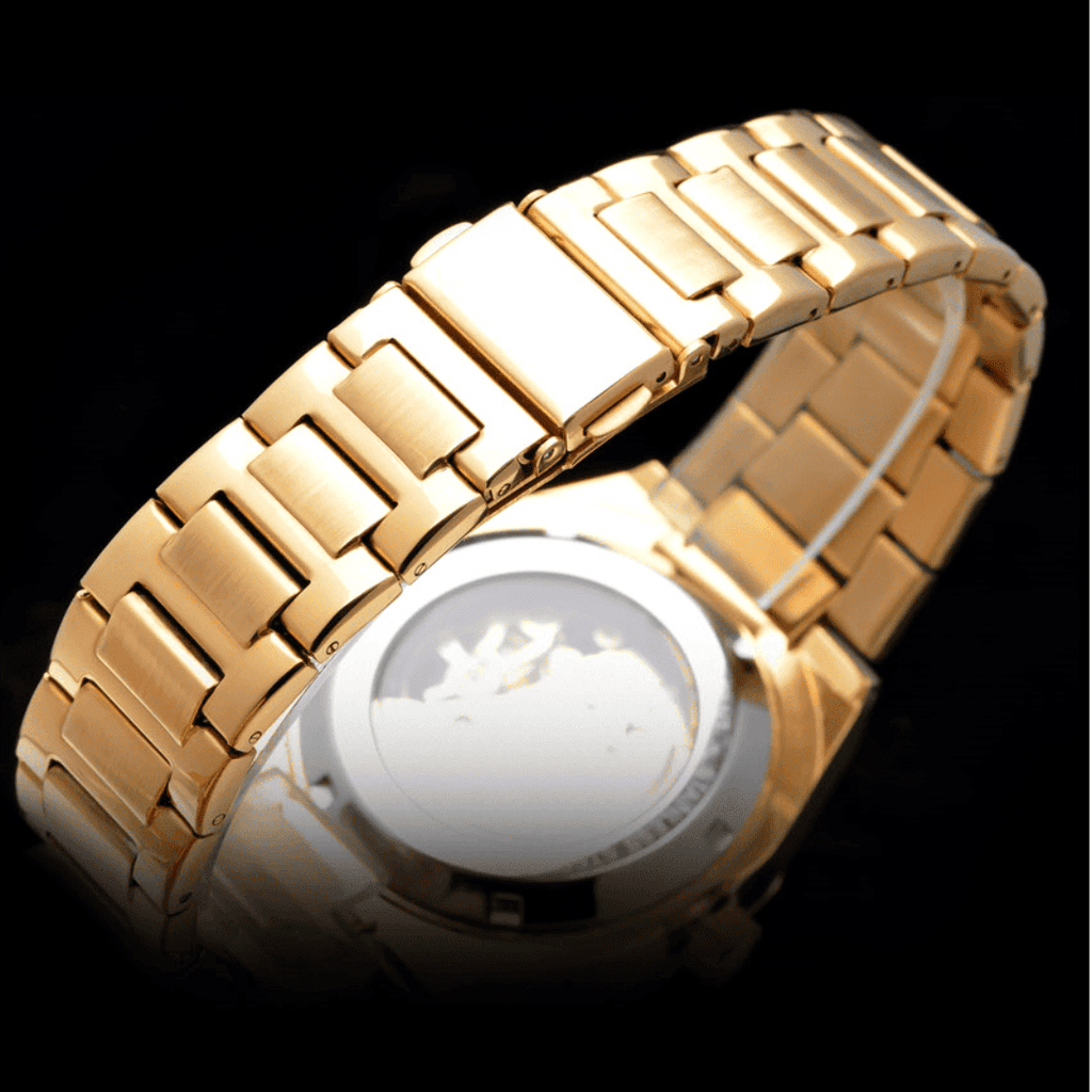 Relógio Masculino Sabr Skeleton Gold —